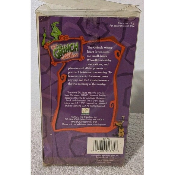 2004 Brass Key Grinch w/ Wreath Glass Ornament How Grinch Stole Christmas - Picture 6 of 7